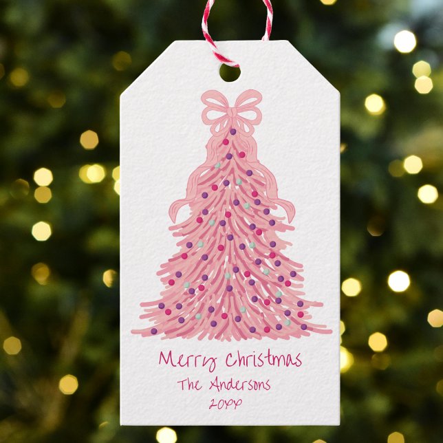 Rosa Weihnachtsbaum Rosa Schleife Geschenkanhänger (Von Creator hochgeladen)