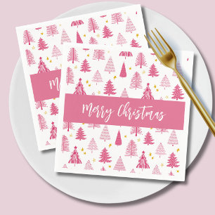 Rosa Weihnachtsbaum Serviette