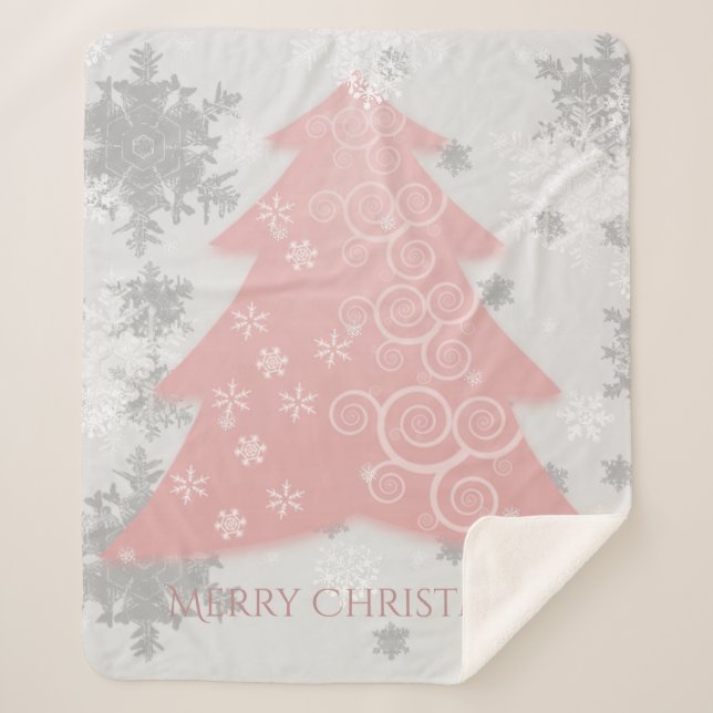 Rosa Weihnachtsbaum Sherpa Blanket Sherpadecke (Vorderseite)
