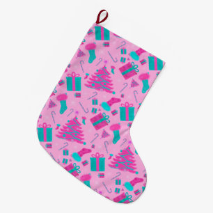 Rosa Weihnachtsbaum Strumpf Bonbons Geschenke Großer Weihnachtsstrumpf
