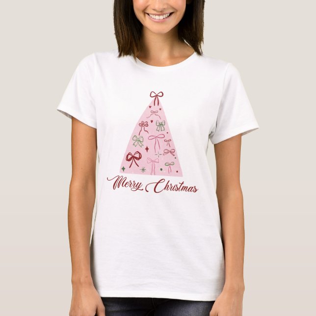 Rosa Weihnachtsbaum T-Shirt (Vorderseite)
