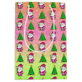 Rosa Weihnachtsbaum und Christbaum Mittlere Geschenktüte