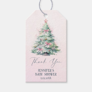 Rosa Weihnachtsbaum Winterbaby Dusche Danke Geschenkanhänger