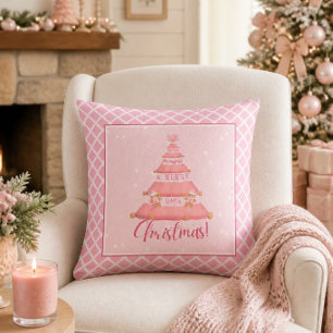Rosa Weihnachtsbaum-Wurfkissen Kissen