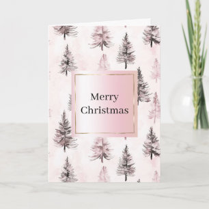 Rosa Weihnachtsbäume Karte
