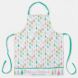 Rosa Weihnachtsbäume Schürze