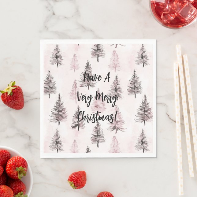 Rosa Weihnachtsbäume Serviette (Beispiel)