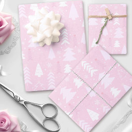 Rosa Weihnachtsbäume Weihnachten Weihnachtsbäume W Geschenkpapier Set
