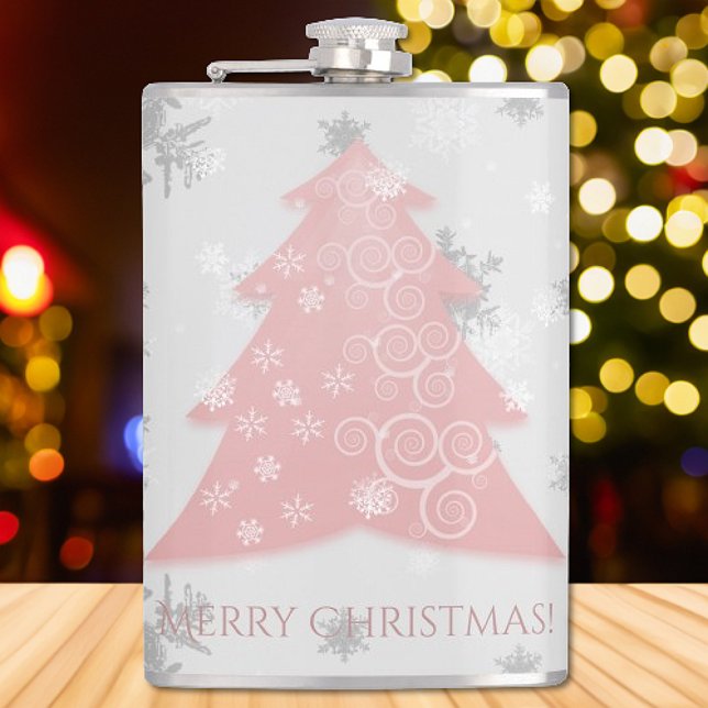 Rosa Weihnachtsbaumflasche Flachmann (Pink Festive Christmas Tree Flask)