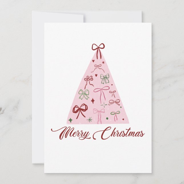 Rosa Weihnachtsbaumkarte Einladung (Vorderseite)