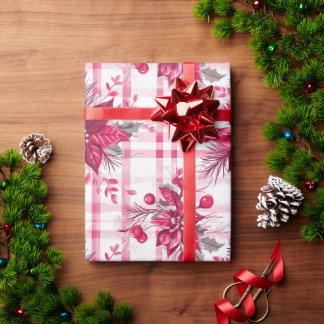 Rosa Weihnachtsblumen-Geschenkpapier Geschenkpapier