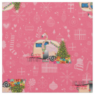 Rosa Weihnachtscamper flamingo santa Stoff
