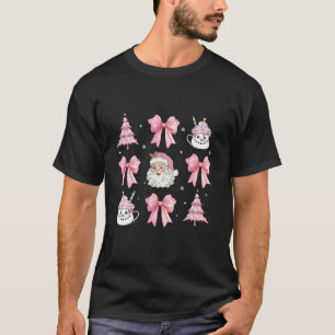 Rosa Weihnachtscoquette Bow Santa Muster Frauen f T-Shirt