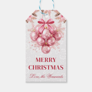 Rosa Weihnachtsdekoration mit Schneeflocken Geschenkanhänger