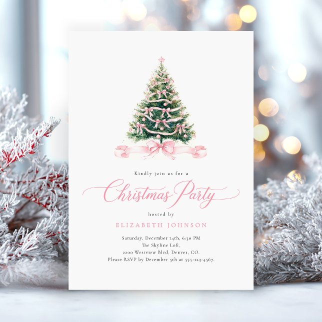 Rosa Weihnachtsdinnerparty Einladung (Von Creator hochgeladen)