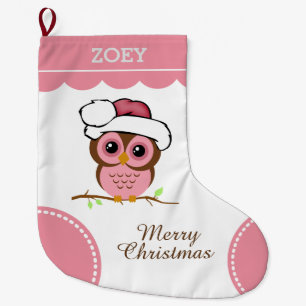 Rosa Weihnachtseule Großer Weihnachtsstrumpf