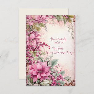 Rosa Weihnachtsfeiertage Jährliches Party Einladung
