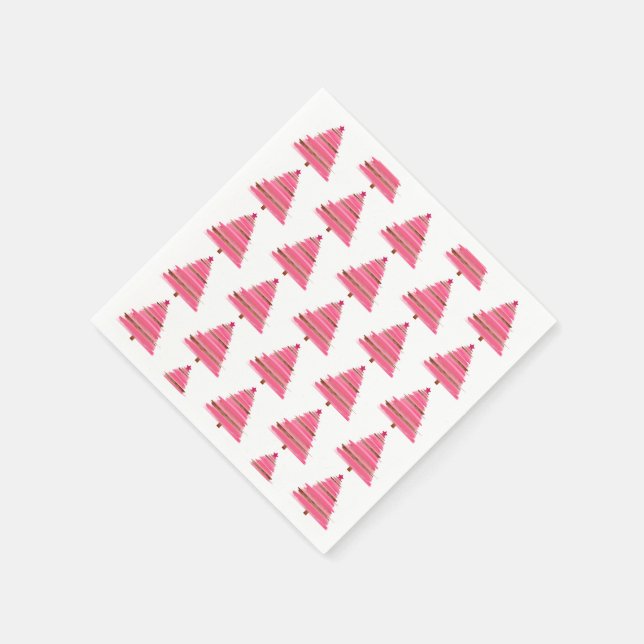 Rosa WeihnachtsFolk Art Tree Tablecloth Serviette (Ecke)