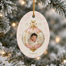 Rosa Weihnachtsfoto-Ornament für Baby-Mädchen zum