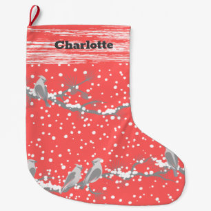 Rosa Weihnachtsgeburten und Schnee-Strumpf Großer Weihnachtsstrumpf