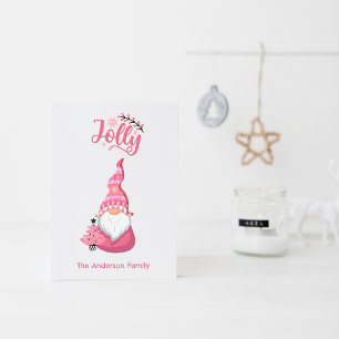 Rosa Weihnachtsgenom mit Winer Hat Jolly Feiertagskarte