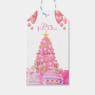Rosa Weihnachtsgeschenk Tag Geschenkanhänger