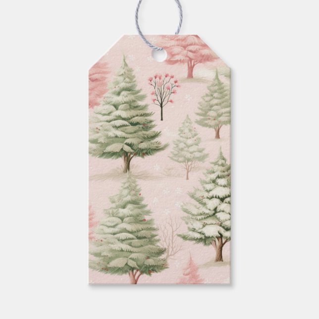 Rosa Weihnachtsgeschenkanhänger Geschenkanhänger (Vorderseite)