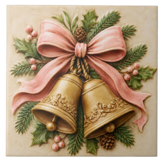 Rosa Weihnachtsglocken mit kokettem Bogen Fliese