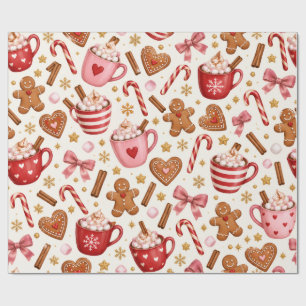Rosa Weihnachtshot Chocolate-Verpackungspapier Geschenkpapier