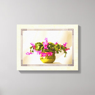 Rosa Weihnachtskaktuss-Porträt Leinwanddruck