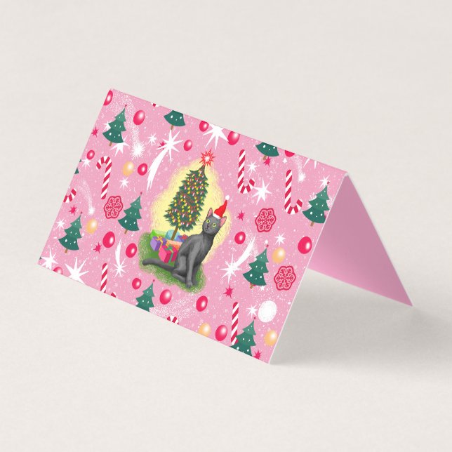Rosa Weihnachtskatze (Vorderseite)