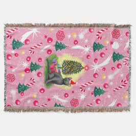 Rosa Weihnachtskatze Decke