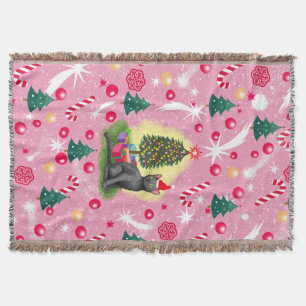 Rosa Weihnachtskatze Decke