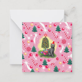 Rosa Weihnachtskatze Mitteilungskarte