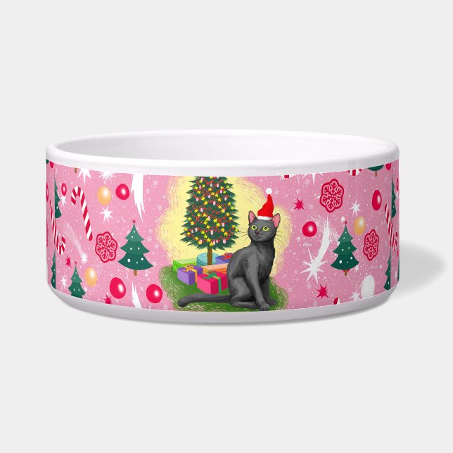 Rosa Weihnachtskatze Napf (Vorderseite)
