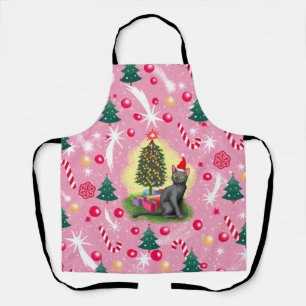 Rosa Weihnachtskatze Schürze