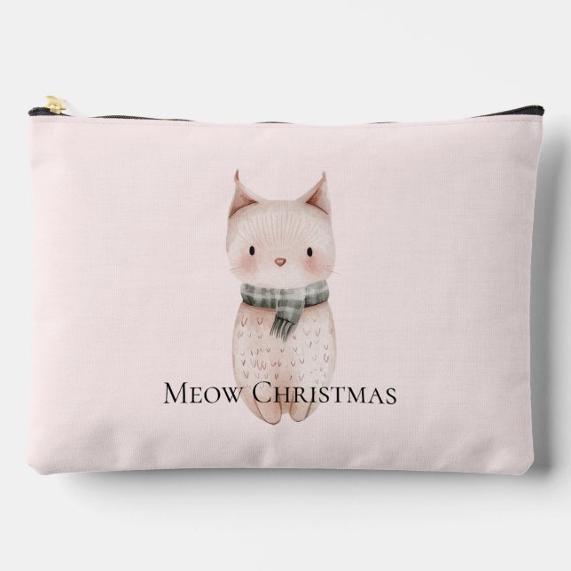 Rosa Weihnachtskatze Zubehörtasche (Vorderseite)