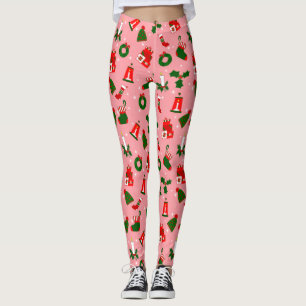 Rosa Weihnachtskranz Leggings