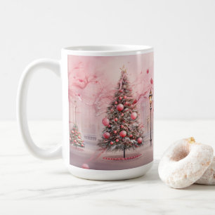 Rosa Weihnachtslandschaft im Freien Kaffeetasse