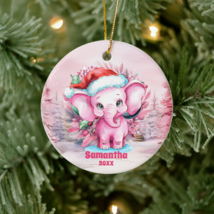 Rosa Weihnachtslephant Kinder Foto Ornament