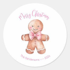 Rosa Weihnachtsmann aus Lebkuchen Runder Aufkleber