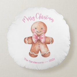 Rosa Weihnachtsmann aus Lebkuchen Rundes Kissen