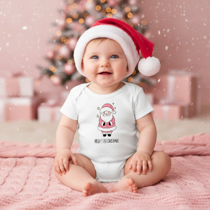 Rosa Weihnachtsmann Individuelles erstes Weihnacht Baby Strampler