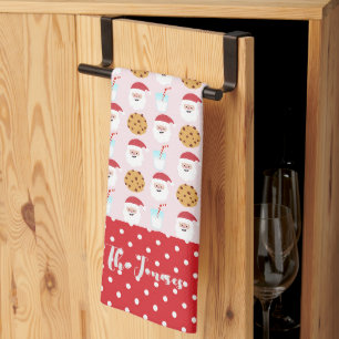 Rosa Weihnachtsmann Milch und Kekse Geschirrtuch
