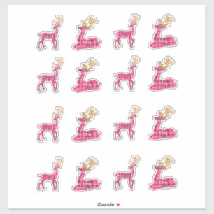 Rosa Weihnachtsmann Rentier Decklingeln Weihnachts Aufkleber