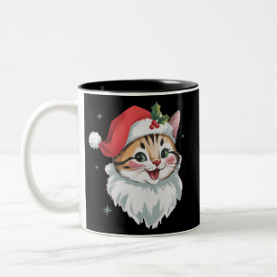 Rosa Weihnachtsmannmütze Retro Süße Kitty Katze We Zweifarbige Tasse
