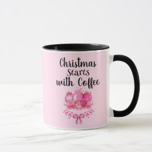 Rosa Weihnachtsmorgen-Ornament-Design Tasse
