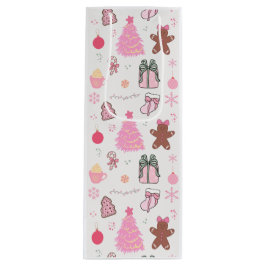 Rosa Weihnachtsmuster Geschenktüte Für Weinflaschen