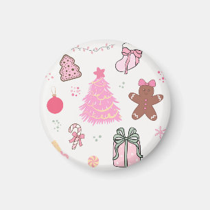 Rosa Weihnachtsmuster Magnet