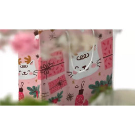 Rosa Weihnachtsmuster Mittlere Geschenktüte